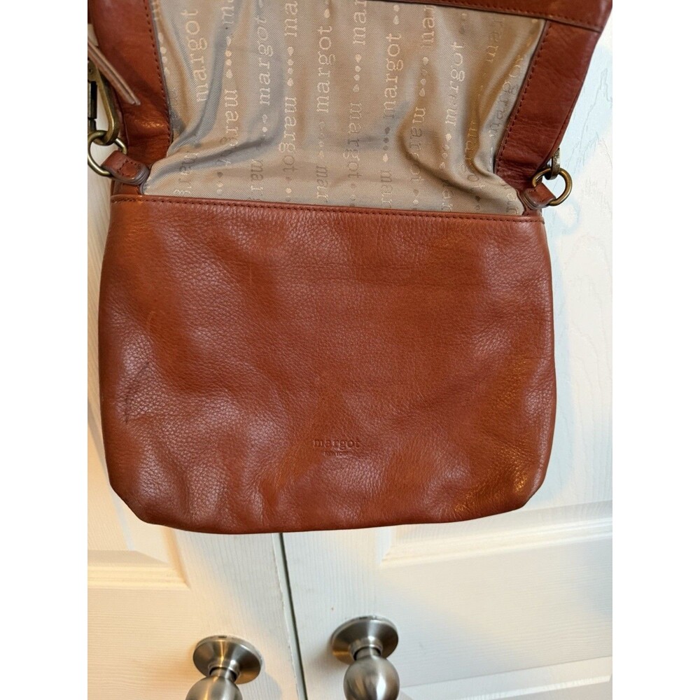 Margot New York Leather Crossbody Shoulder Bag Distressed Fold Over Purse - Picture 7 of 13